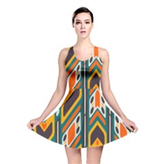 Distorted shapes in retro colors   Reversible Skater Dress