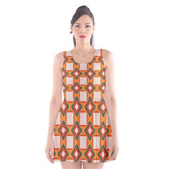 Flowers And Squares Pattern     Scoop Neck Skater Dress