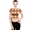 Flowers and squares pattern     Crew Neck Crop Top View1