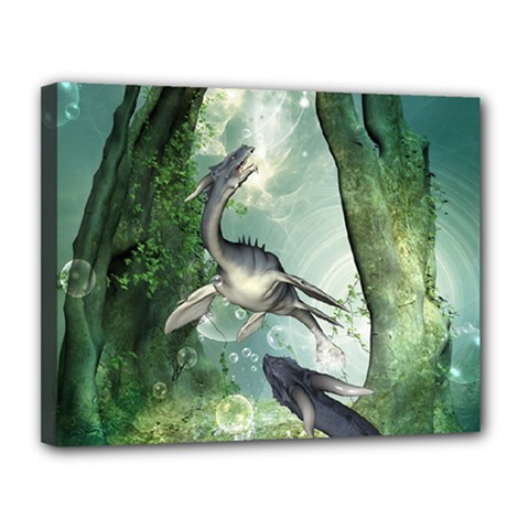 Awesome Seadraon In A Fantasy World With Bubbles Canvas 14  X 11  by FantasyWorld7