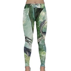 Awesome Seadraon In A Fantasy World With Bubbles Yoga Leggings by FantasyWorld7