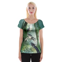 Awesome Seadraon In A Fantasy World With Bubbles Women s Cap Sleeve Top