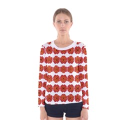 Red Rose Print Women s Long Sleeve Tee