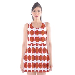 Red Rose Print Scoop Neck Skater Dress