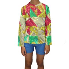 Colorful 3d Texture    Kid s Long Sleeve Swimwear