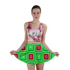 Green Red Squares Pattern    Mini Skirt