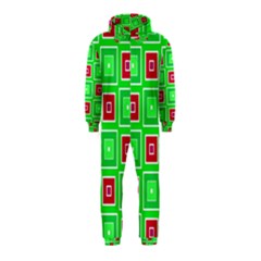 Green Red Squares Pattern    Hooded Jumpsuit (kids) by LalyLauraFLM