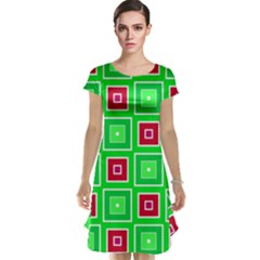 Green Red Squares Pattern    Cap Sleeve Nightdress