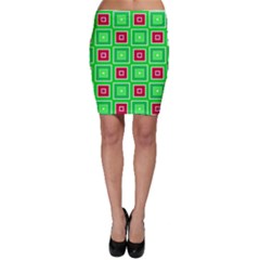 Green Red Squares Pattern    Bodycon Skirt