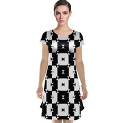 Black And White Check Cap Sleeve Nightdress