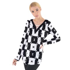 Black And White Check Women s Tie Up Tee