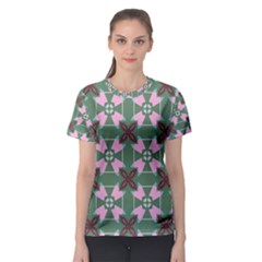 Pink brown flowers pattern     Women s Sport Mesh Tee