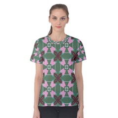 Pink brown flowers pattern     Women s Cotton Tee