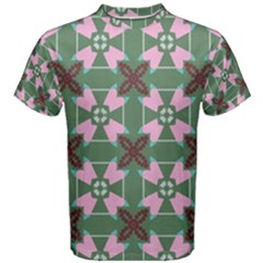 Pink brown flowers pattern     Men s Cotton Tee