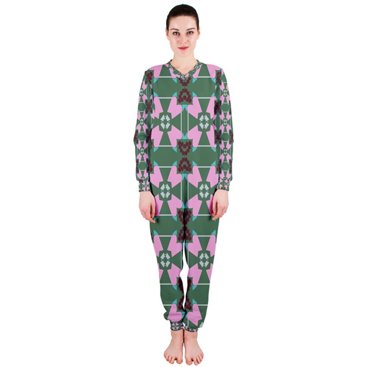 Pink brown flowers pattern     OnePiece Jumpsuit (Ladies)