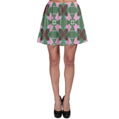 Pink brown flowers pattern     Skater Skirt