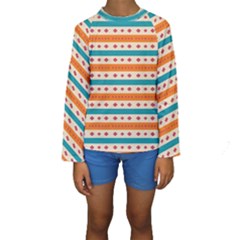 Rhombus And Stripes Pattern       Kid s Long Sleeve Swimwear