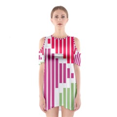 Vertical Stripes    Women s Cutout Shoulder Dress by LalyLauraFLM