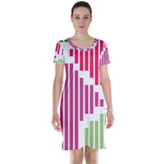 Vertical Stripes    Short Sleeve Nightdress