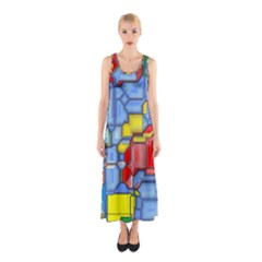 3d Shapes Full Print Maxi Dress