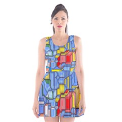 3d Shapes Scoop Neck Skater Dress