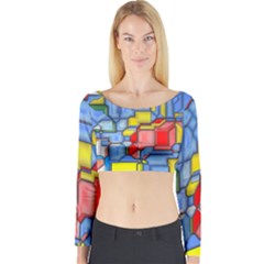 3d Shapes Long Sleeve Crop Top