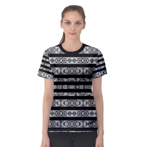 Alien Stripes Print Women s Sport Mesh Tee by dflcprintsclothing