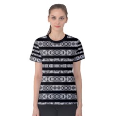 Alien Stripes Print Women s Cotton Tee