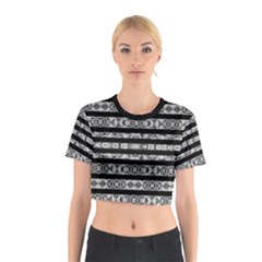 Alien Stripes Print Cotton Crop Top by dflcprintsclothing