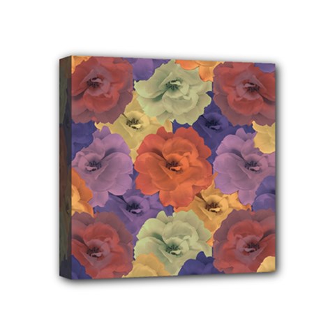 Vintage Floral Collage Pattern Mini Canvas 4  X 4  by dflcprints