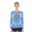 Sapphire Ice Flame, Light Bright Crystal Wheel Women s Long Sleeve Tee View1