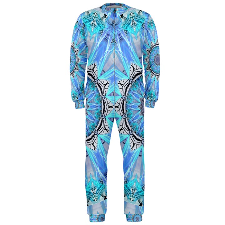 Sapphire Ice Flame, Light Bright Crystal Wheel OnePiece Jumpsuit (Men) 