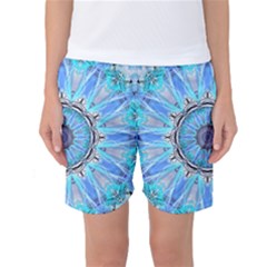 Sapphire Ice Flame, Light Bright Crystal Wheel Women s Basketball Shorts by DianeClancy