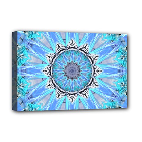 Sapphire Ice Flame, Light Bright Crystal Wheel Deluxe Canvas 18  X 12   by DianeClancy