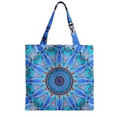 Sapphire Ice Flame, Light Bright Crystal Wheel Zipper Grocery Tote Bag by DianeClancy