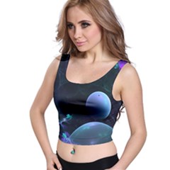 The Music Of My Goddess, Abstract Cyan Mystery Planet Crop Top by DianeClancy