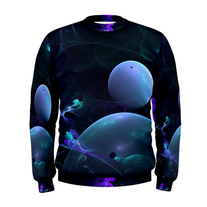 The Music Of My Goddess, Abstract Cyan Mystery Planet Men s Sweatshirt