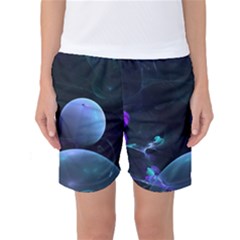 The Music Of My Goddess, Abstract Cyan Mystery Planet Women s Basketball Shorts by DianeClancy