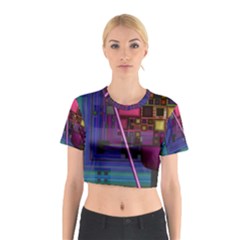 Jewel City, Radiant Rainbow Abstract Urban Cotton Crop Top