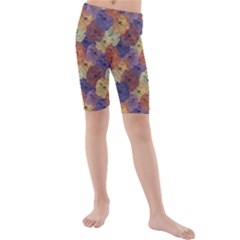 Vintage Floral Collage Print Kid s Mid Length Swim Shorts