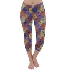 Vintage Floral Collage Print Capri Winter Leggings 