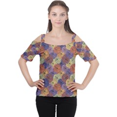 Vintage Floral Collage Print Women s Cutout Shoulder Tee