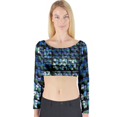 Looking Out At Night, Abstract Venture Adventure (venture Night Ii) Long Sleeve Crop Top by DianeClancy