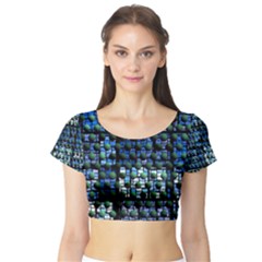 Looking Out At Night, Abstract Venture Adventure (venture Night Ii) Short Sleeve Crop Top (tight Fit) by DianeClancy