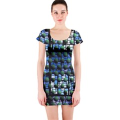 Looking Out At Night, Abstract Venture Adventure (venture Night Ii) Short Sleeve Bodycon Dress