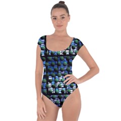 Looking Out At Night, Abstract Venture Adventure (venture Night Ii) Short Sleeve Leotard (ladies) by DianeClancy