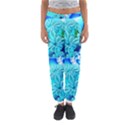 Blue Ice Crystals, Abstract Aqua Azure Cyan Women s Jogger Sweatpants View1