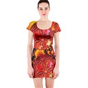  Flame Delights, Abstract Red Orange Short Sleeve Bodycon Dress View1