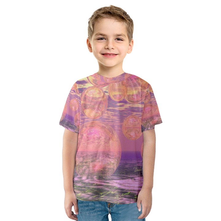 Glorious Skies, Abstract Pink And Yellow Dream Kid s Sport Mesh Tee