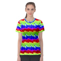 Colorful Abstract Collage Print Women s Sport Mesh Tee